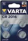 Pilhas Botão VARTA CR2016 (3V - 87 mAh - 4 unidades)