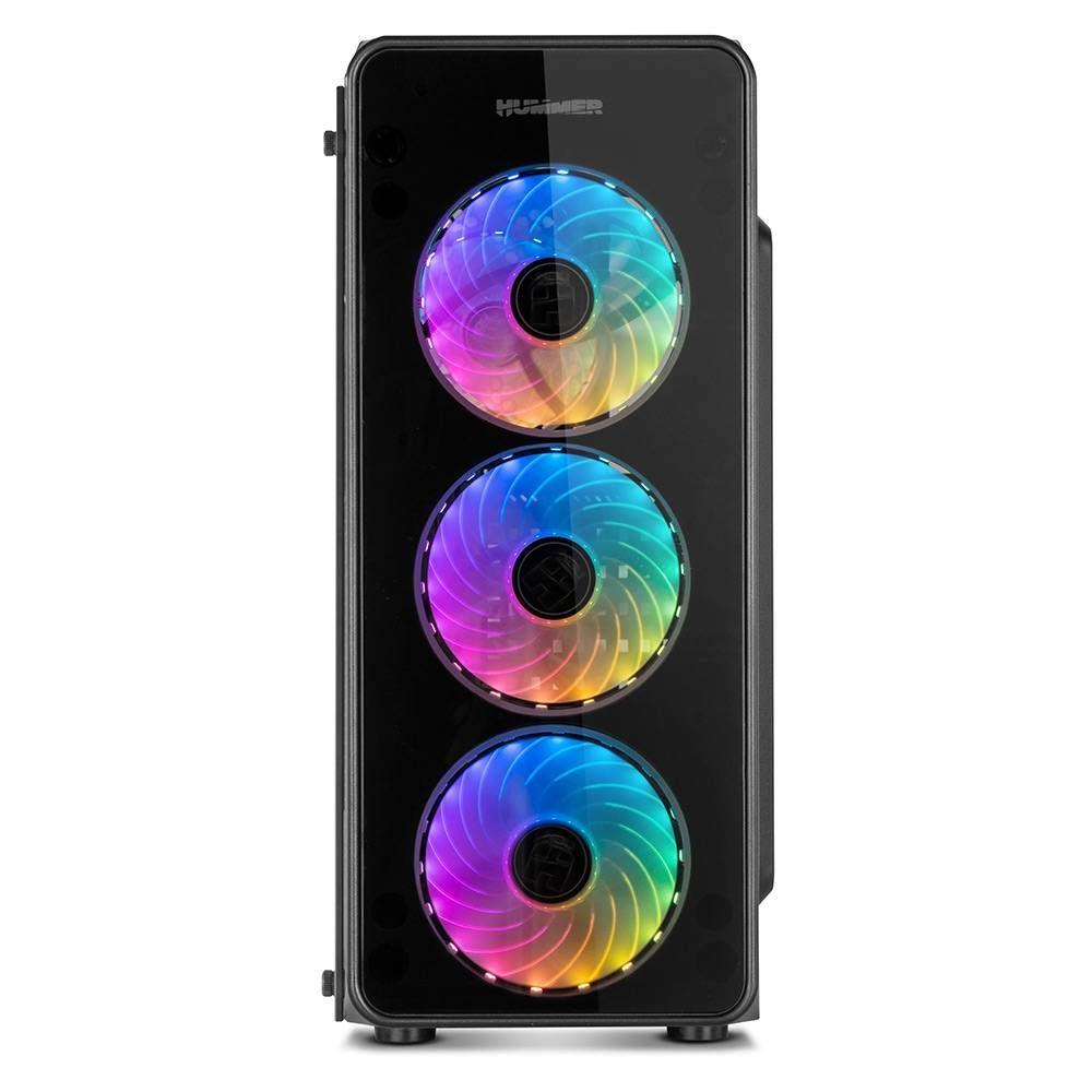 Caixa ATX NOX Hummer TGM (ATX, micro-ATX, mini-ITX - Midi Tower - SPCC, vidro temperado - Preto) — miniatura 3