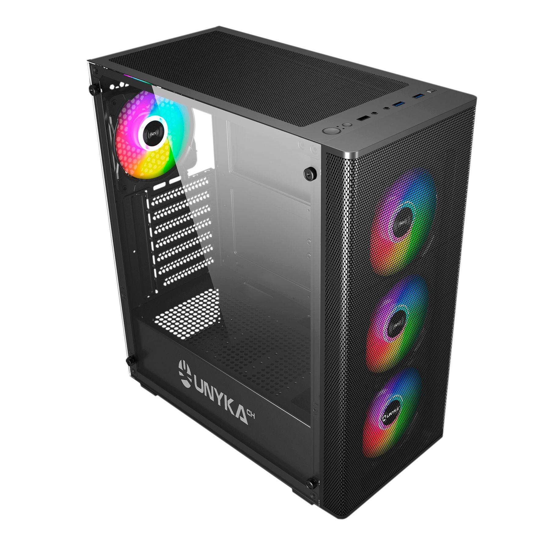 Caixa Gaming UNYKACH MIR 100 ARGB (ATX, Micro ATX, Mini-ITX - PC - ABS, Rede, Metal, SPCC - Preto/Transparente) — miniatura 4