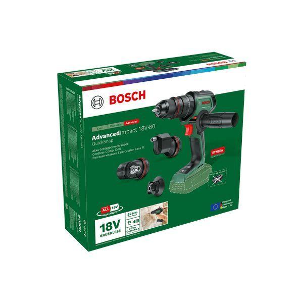 Berbequim Percutor e Aparafusadora BOSCH HOME & GARDEN AdvancedImpact 18V-80 QuickSnap (Preto e Verde) — miniatura 3