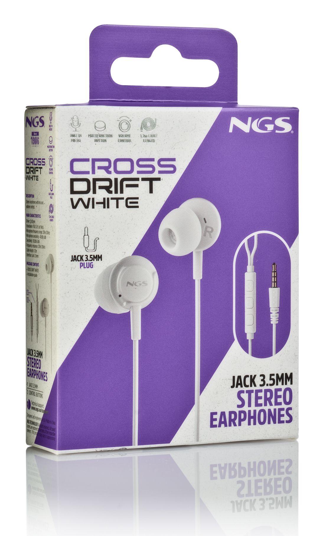 Auscultadores NGS CROSS DRIFT (Binaural - Com fios - Intra-aural - Branco), miniatura 7