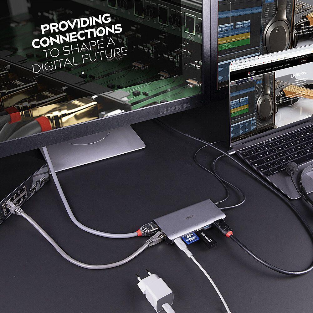 Base de Ligação USB-C LINDY 43323 (Preto/Cinzento) — miniatura 5