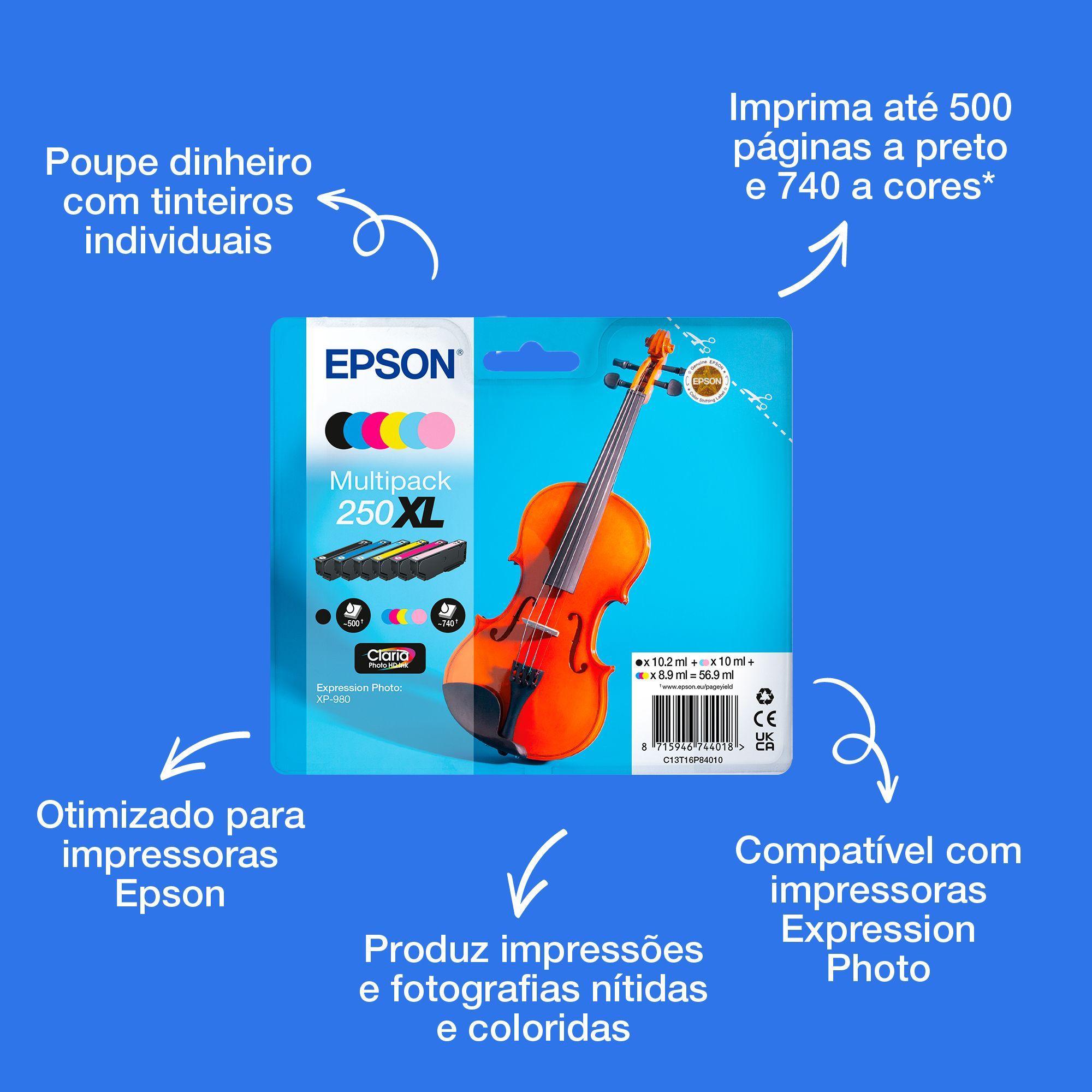 Tinteiro EPSON T16P8 250XL (Multipack 6 Cores - Preto, Ciano, Ciano Claro, Magenta, Magenta Claro e Amarelo) — miniatura 2
