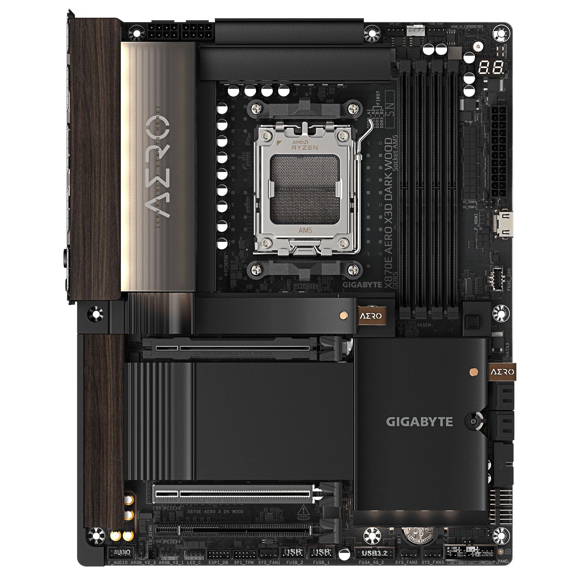 Motherboard GIGABYTE X870E AERO X3D DARK WOOD (AM5 - ATX - Duplo canal - Preto), miniatura 2
