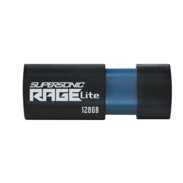Pen USB PATRIOT Supersonic Rage Lite PEF128GRLB32U (128 GB - Deslizante - USB 3.2 Gen 1 - Preto e Azul)