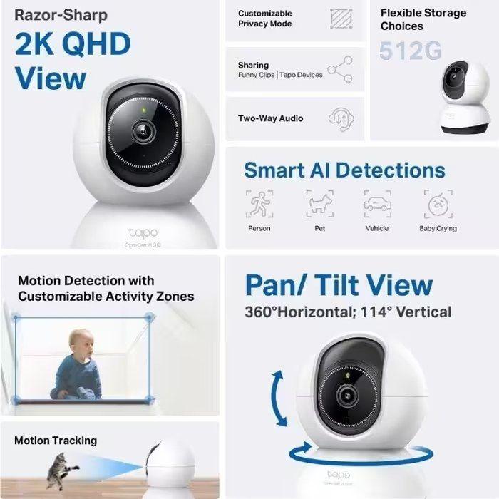 Câmara de Segurança TP-LINK TC72 (Interior - 4 MP - 2560 x 1440 pixels - Preto e Branco) — miniatura 2