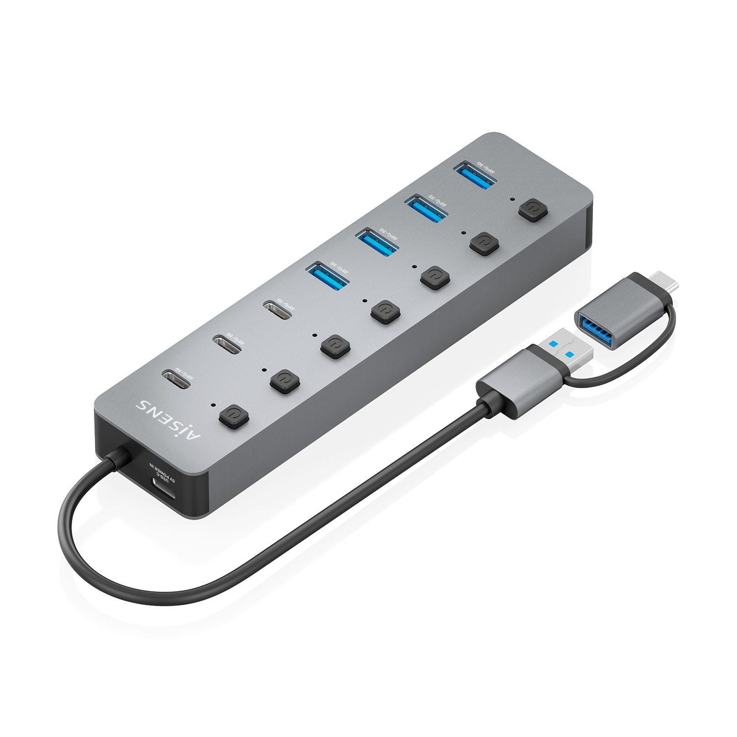 Hub USB AISENS ASUC-8P043-GR (0,3 m - Cinzento)