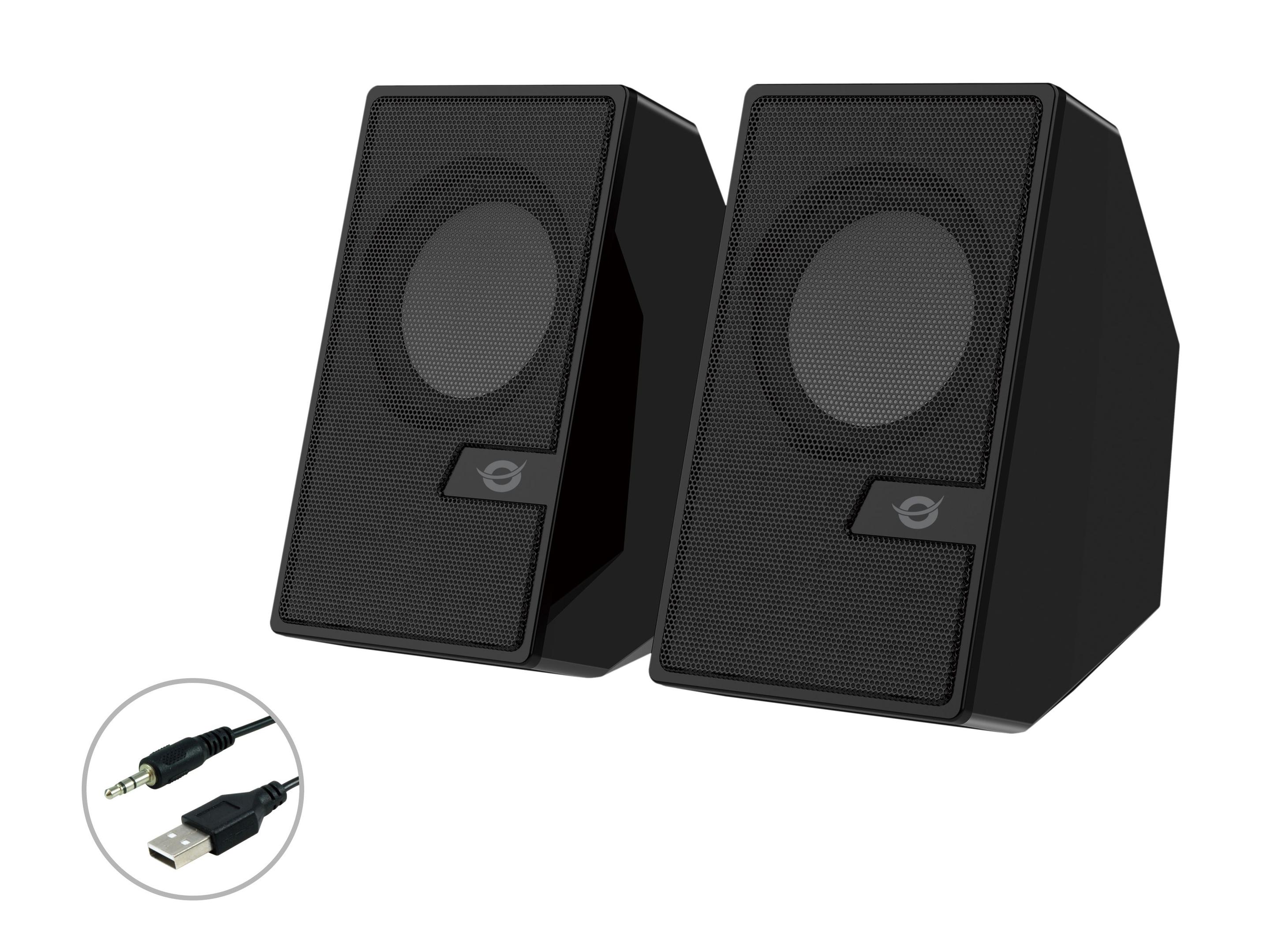Colunas CONCEPTRONIC BJORN02B (6 W - Com fios e sem fios - Preto)