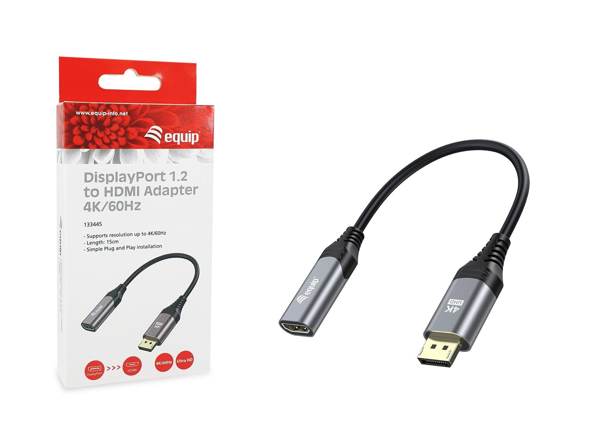Adaptador DisplayPort para HDMI EQUIP 133445 (0,15 m - DisplayPort macho - HDMI fêmea - Preto e Cinzento), miniatura 7