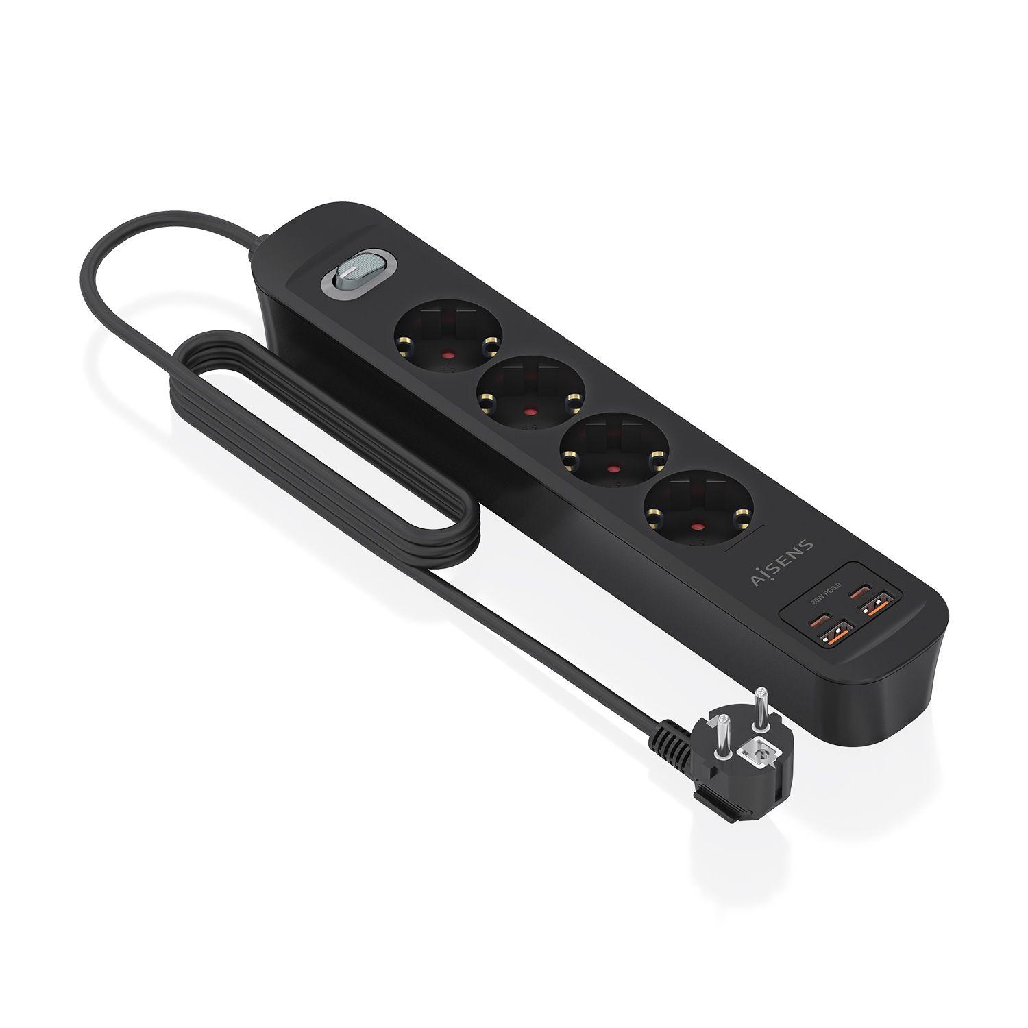 Bloco de Tomadas AISENS ASPS-2A2C13-BK (1,4 m - Preto) — miniatura 2