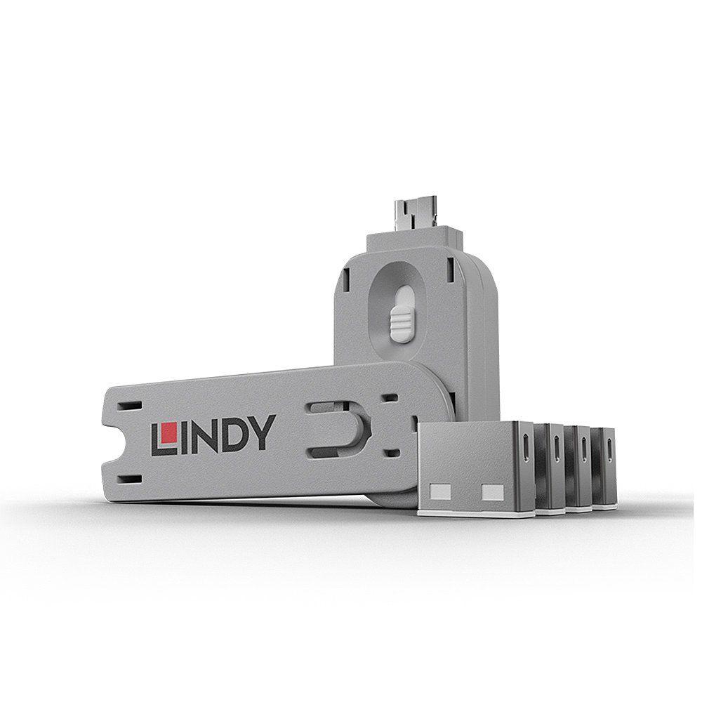 Bloqueador de Porta USB LINDY 40454 (USB-A - 4 Peças - Branco)