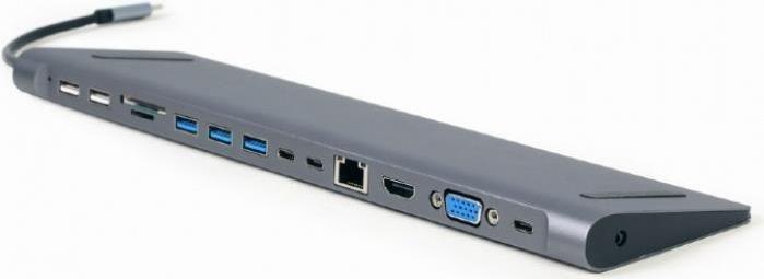 Adaptador Multiporta USB-C GEMBIRD A-CM-COMBO9-01 (0,15 m - Portáteis com USB - Cinzento)