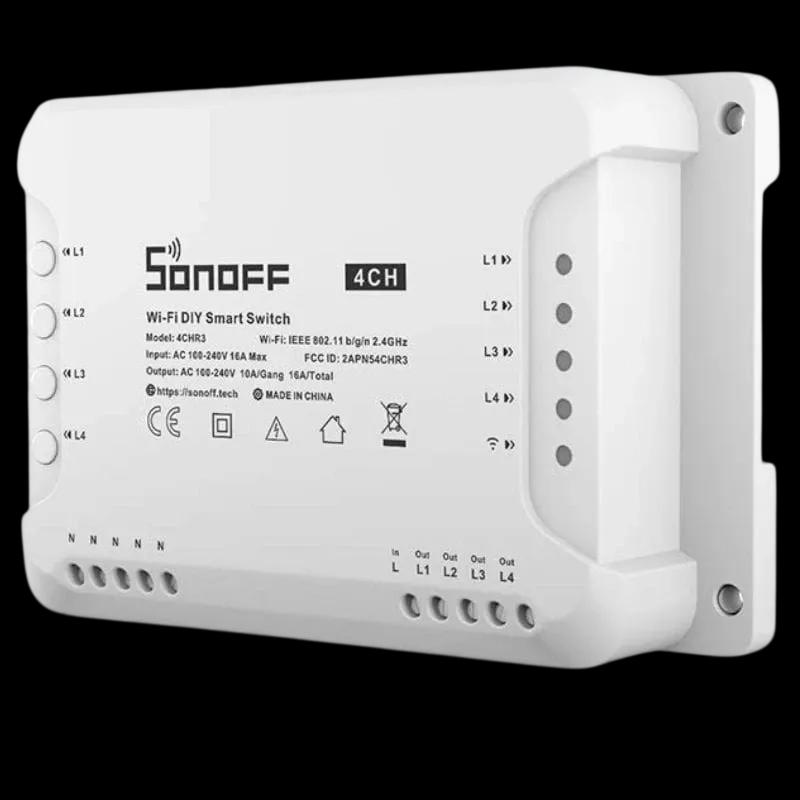 Módulo de Relé SONOFF 4CHR3 (PC V0 - 145 * 90 * 34 - Branco)