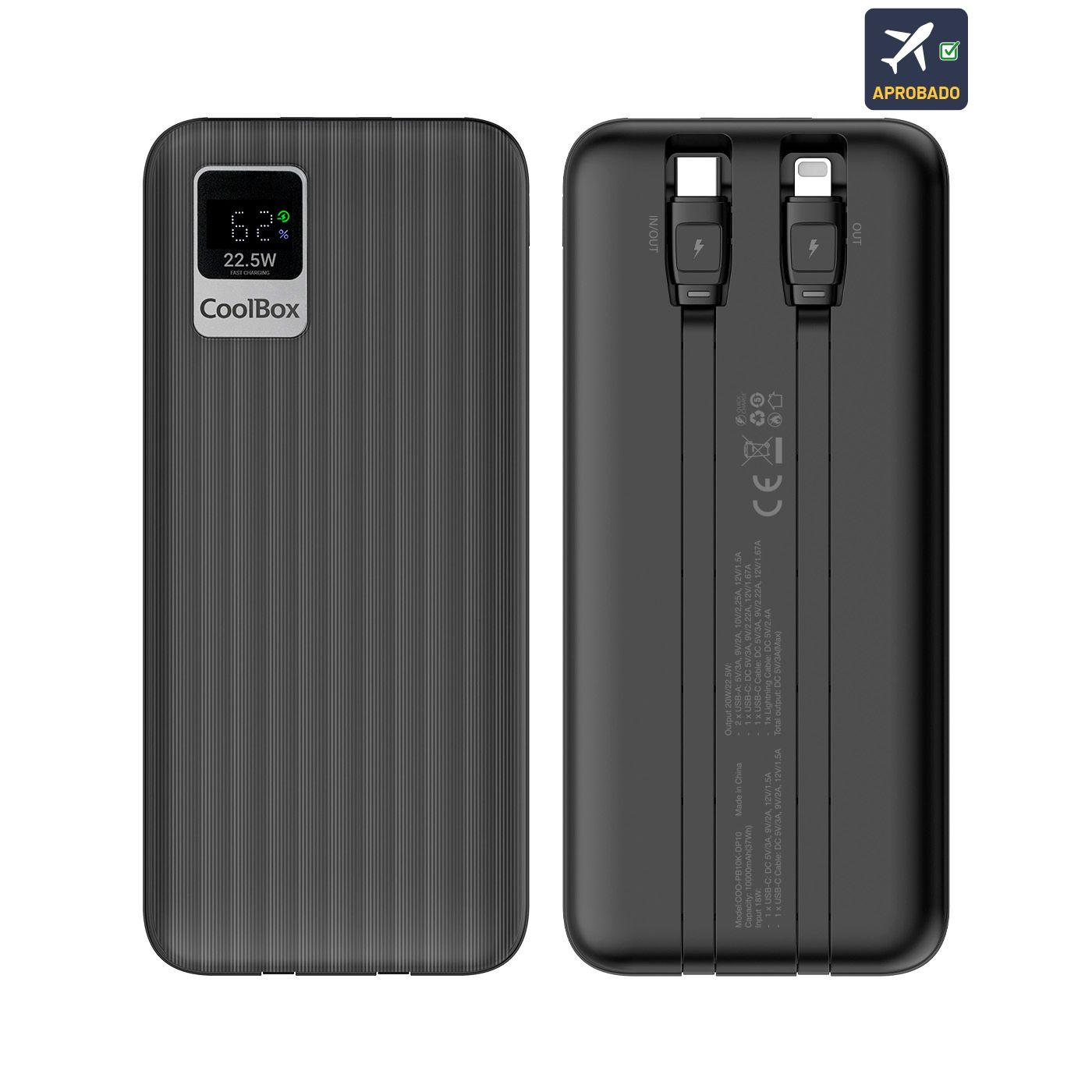 Bateria Externa COOLBOX DP10 (Cabo integrado - Lightning - Preto)