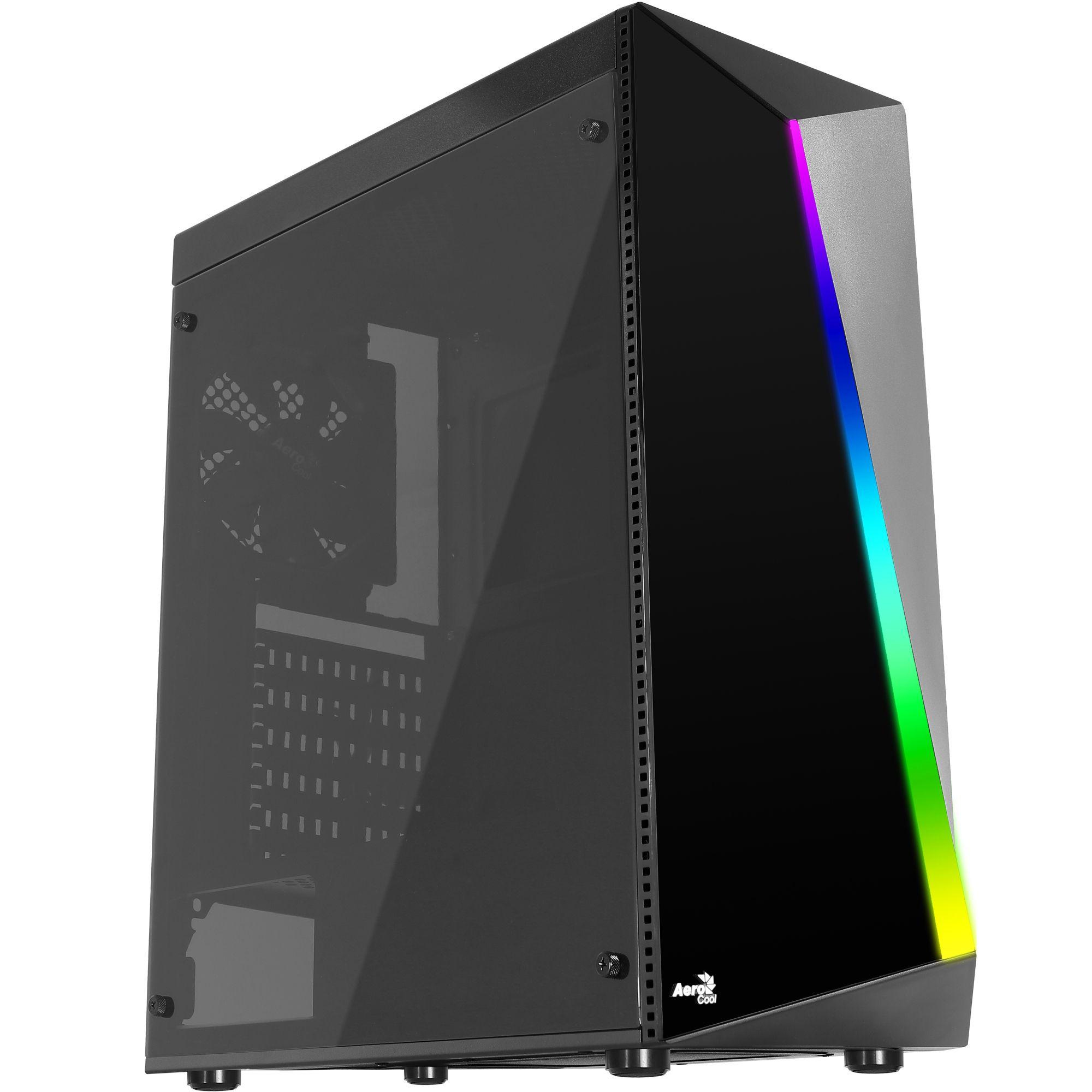 Caixa de Computador AEROCOOL Shard (ATX, Micro ATX, Mini-ITX - Midi Tower - RGB multicolorida - Preto)
