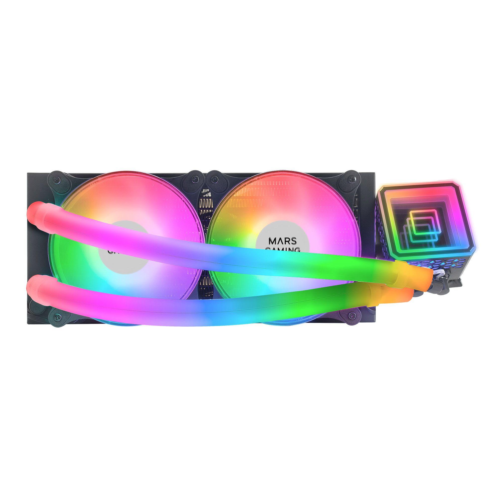 Kit de Refrigeração Líquida MARS GAMING MLULTRA240 (1800 RPM - Azul, Verde, Vermelho - 4-pin - Preto) — miniatura 2