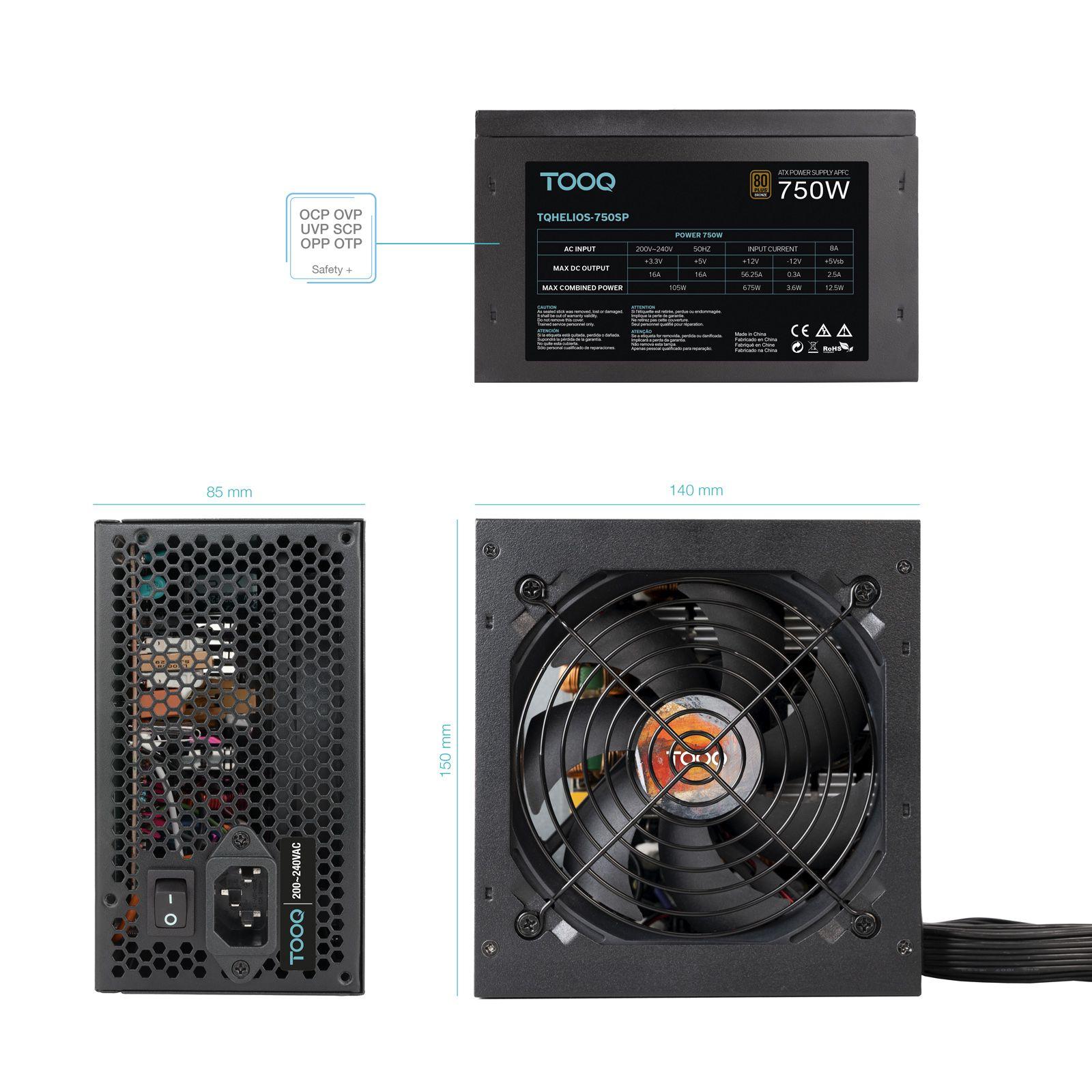 Fonte de Alimentação TOOQ TQHELIOS-750SP (ATX - 750 W - 80 PLUS Bronze - Preto) — miniatura 4