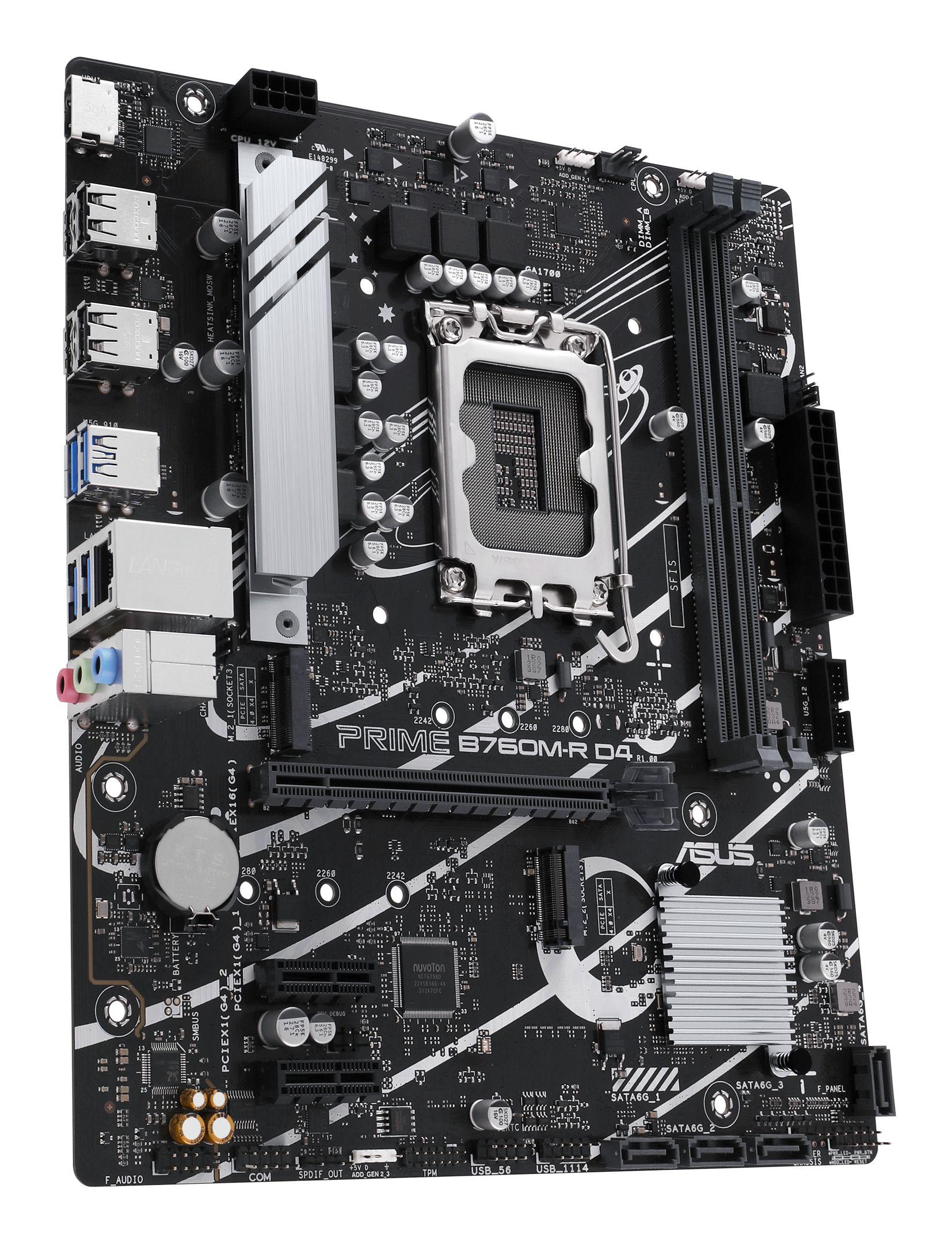 Motherboard ASUS PRIME B760M-R D4 (LGA 1700 - micro ATX - Duplo canal - Preto) — miniatura 4