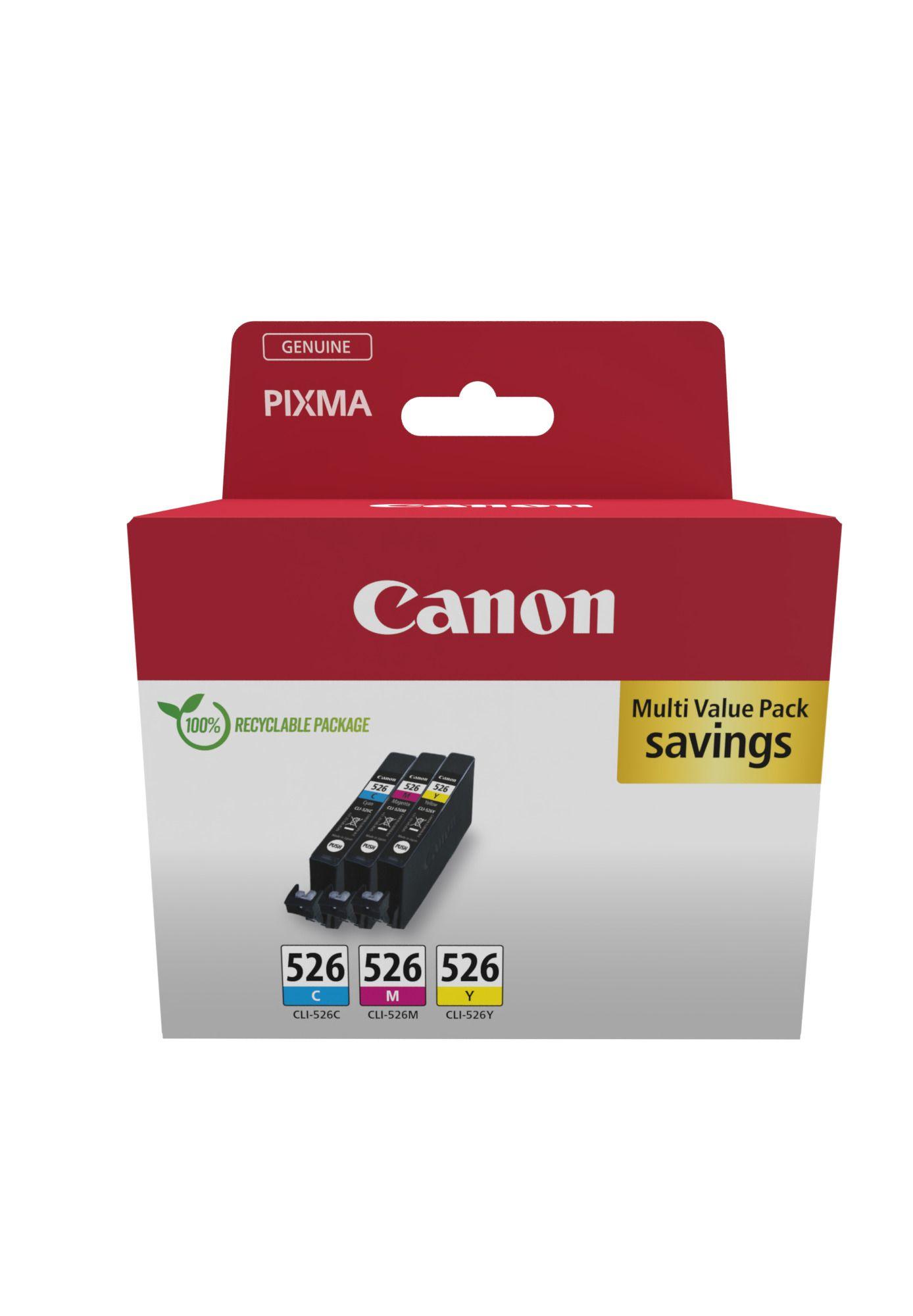 Multipack de Tinteiros CANON CLI-526 (Ciano, Magenta e Amarelo)