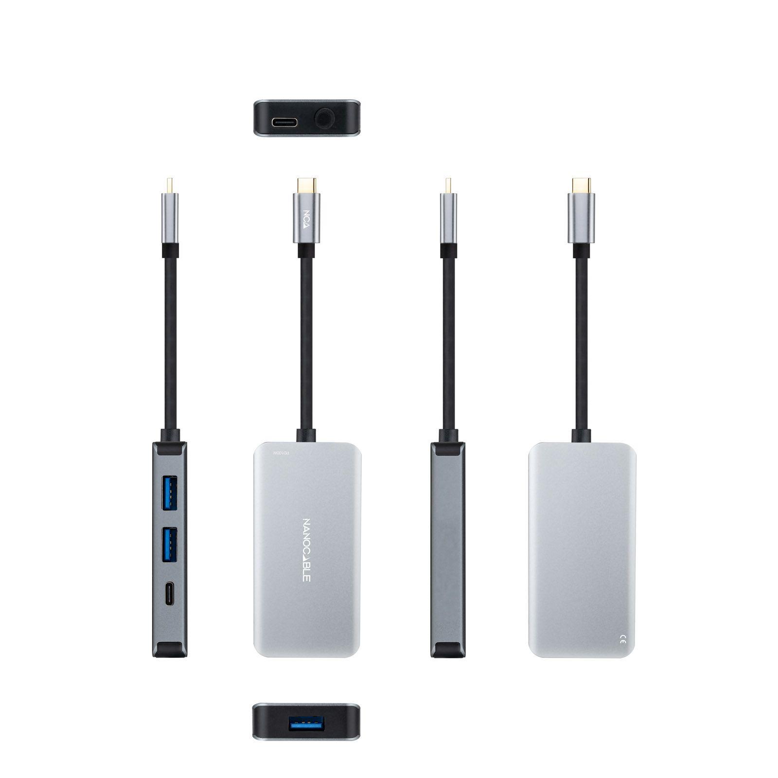 Hub USB-C NANOCABLE 10.16.1005 (0,15 m - Cinzento) — miniatura 2