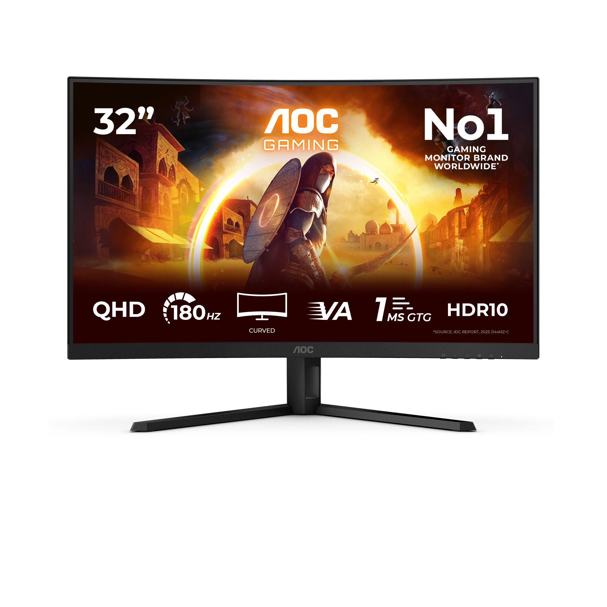 Monitor AOC CQ32G4VE (31,5" - Fast VA - 180 Hz - Preto/Cinzento)