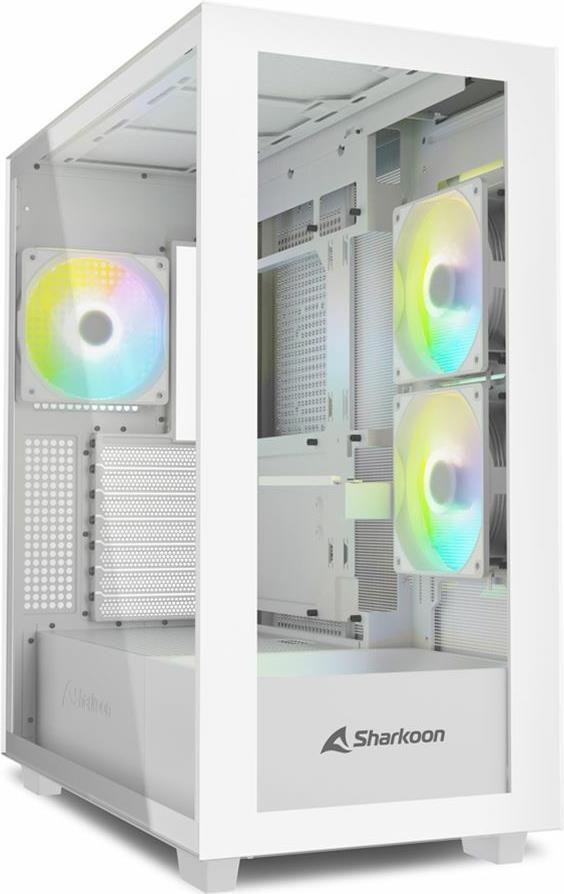 Caixa de Computador SHARKOON Rebel C60 RGB (ATX, Micro ATX, Mini-ITX - 2,5" - Aço, vidro temperado - Branco)