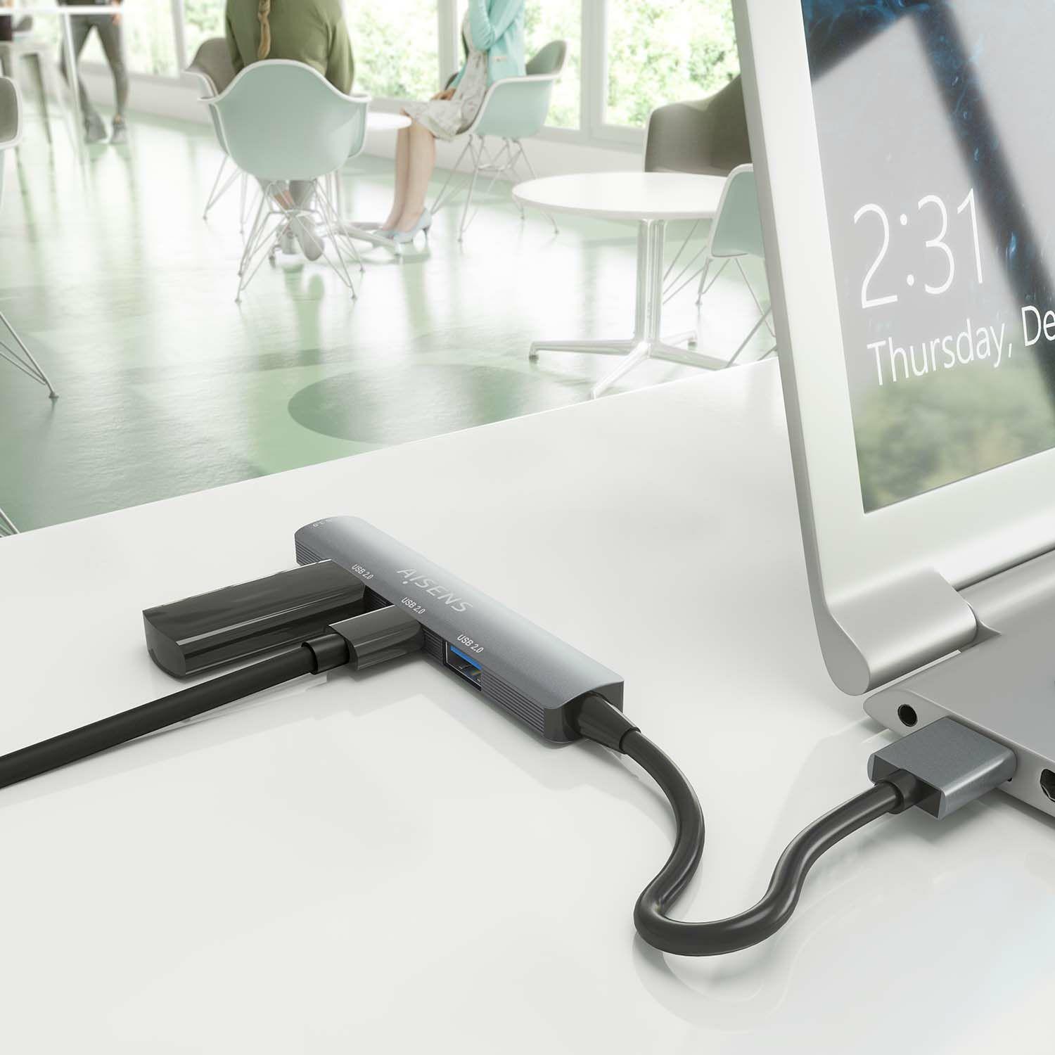 Hub USB AISENS A106-0859 (0,1 m - Portáteis com USB - Cinzento) — miniatura 4