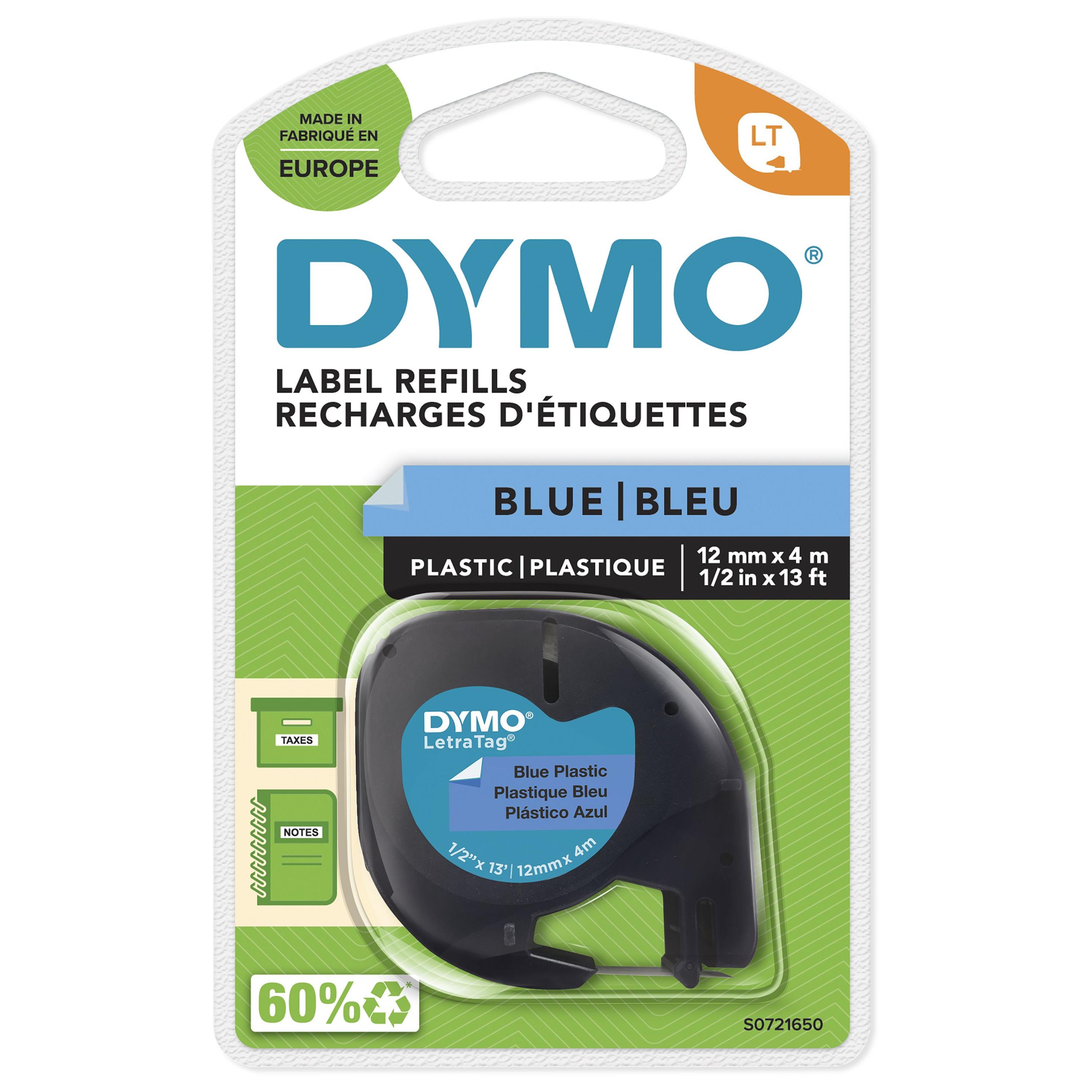 Fita de Etiquetas DYMO LetraTag 91205 (Preto sobre Azul)