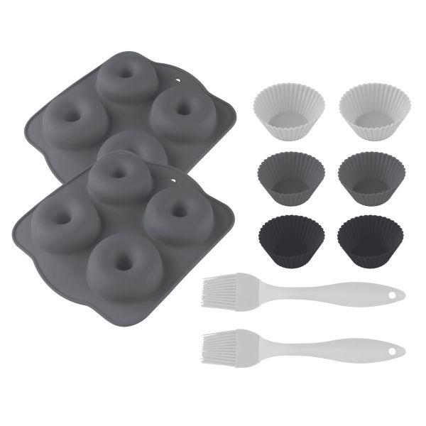 Pack de Formas para Donuts e Muffins CECOTEC Cecofry SweetBake (Silicone - Cinzento)
