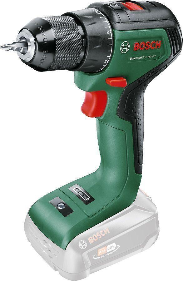 Berbequim Aparafusador com Percussão BOSCH UniversalDrill 18V-60 (Preto e Verde)