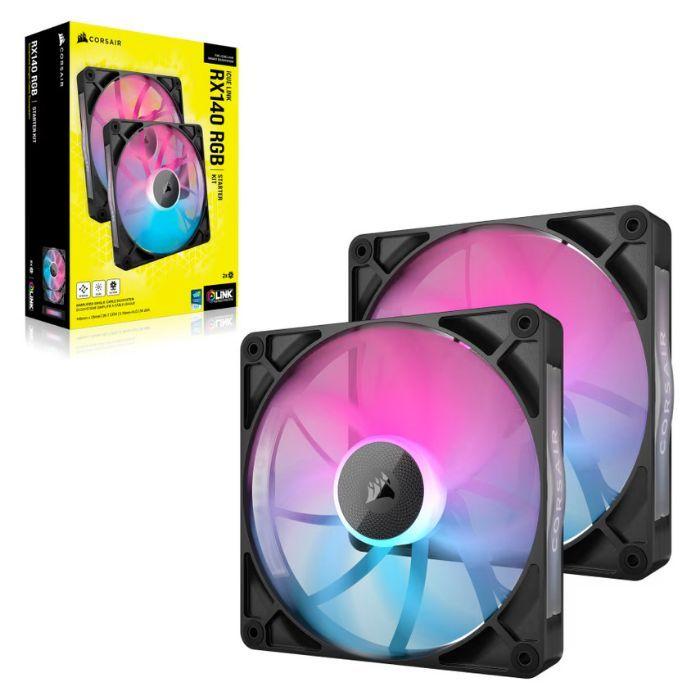Kit de 2 Ventoinhas CORSAIR iCUE LINK RX140 RGB Twin Starter Kit (Caixa - Multicor - Preto), miniatura 4