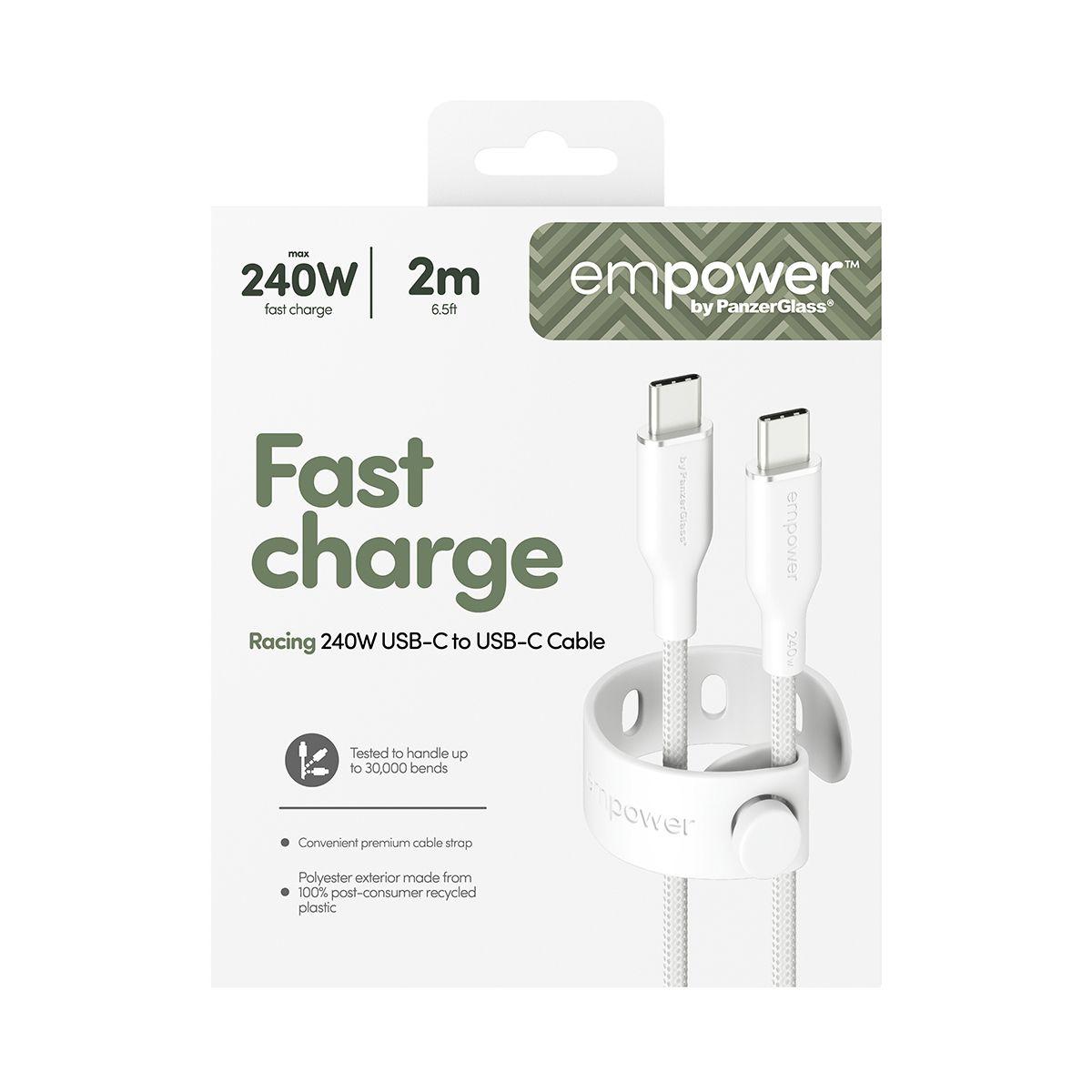 Cabo USB-C para USB-C PANZERGLASS Racing (2 m - USB-C - Branco) — miniatura 3