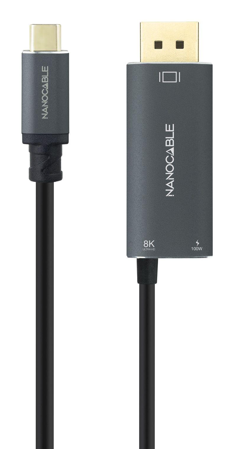 Cabo Conversor USB-C para DisplayPort NANOCABLE 10.15.5012 (1,8 m - DisplayPort + USB Type-C - USB Type-C - Preto) — miniatura 2