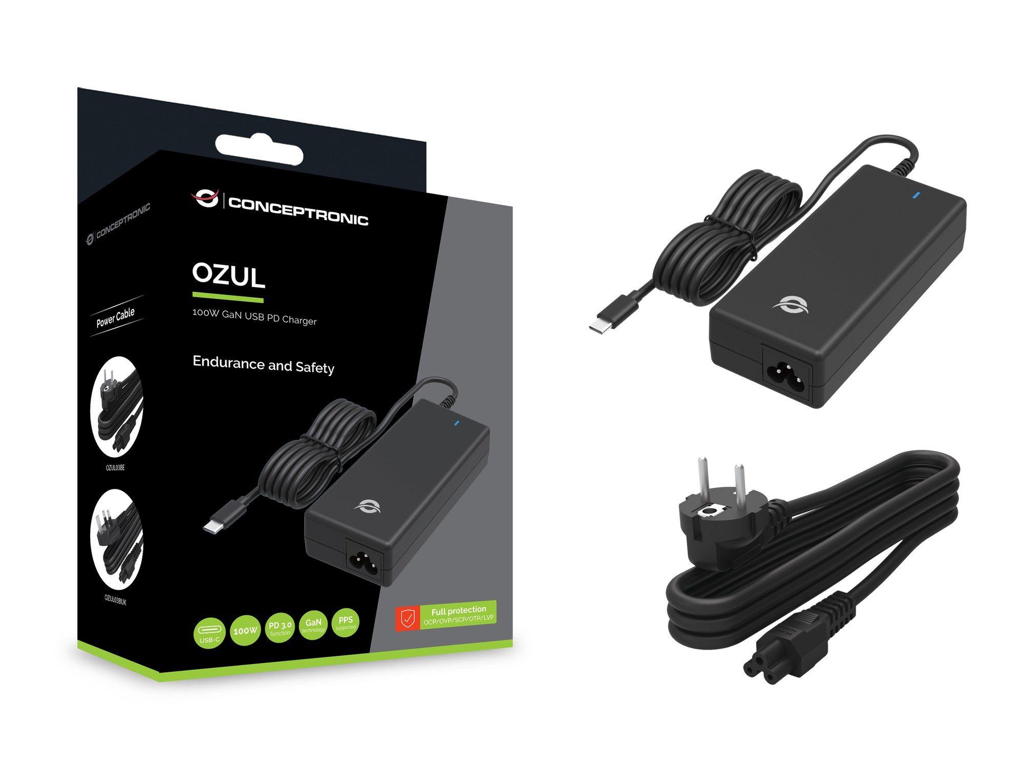Carregador USB-C CONCEPTRONIC OZUL03BE (100 W - 1.8 A - 5 A - Preto), miniatura 5