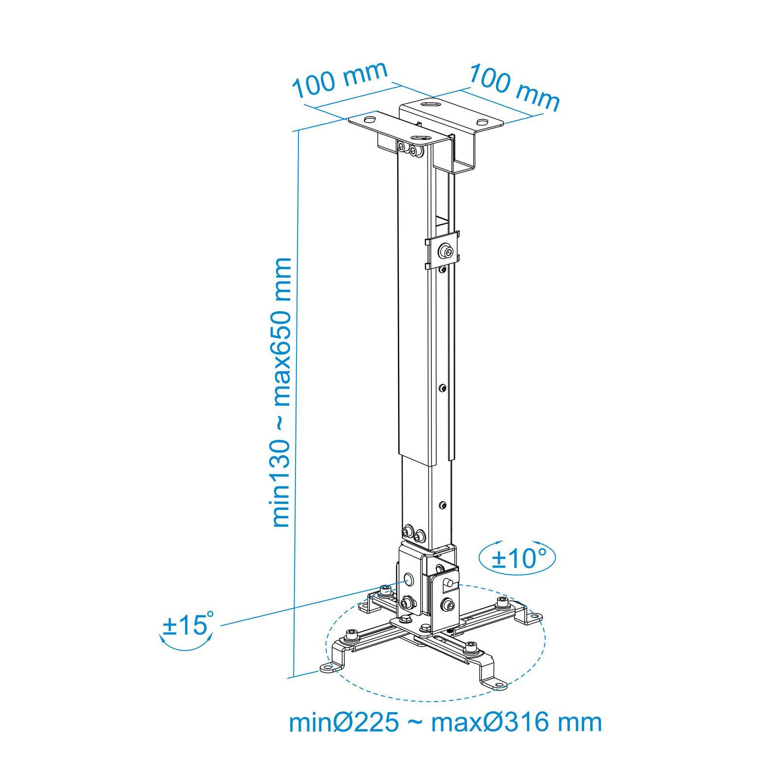 Suporte de Teto para Projetor TOOQ PJ2012T-S (20 kg - Teto - -15-15° - Prateado), miniatura 6