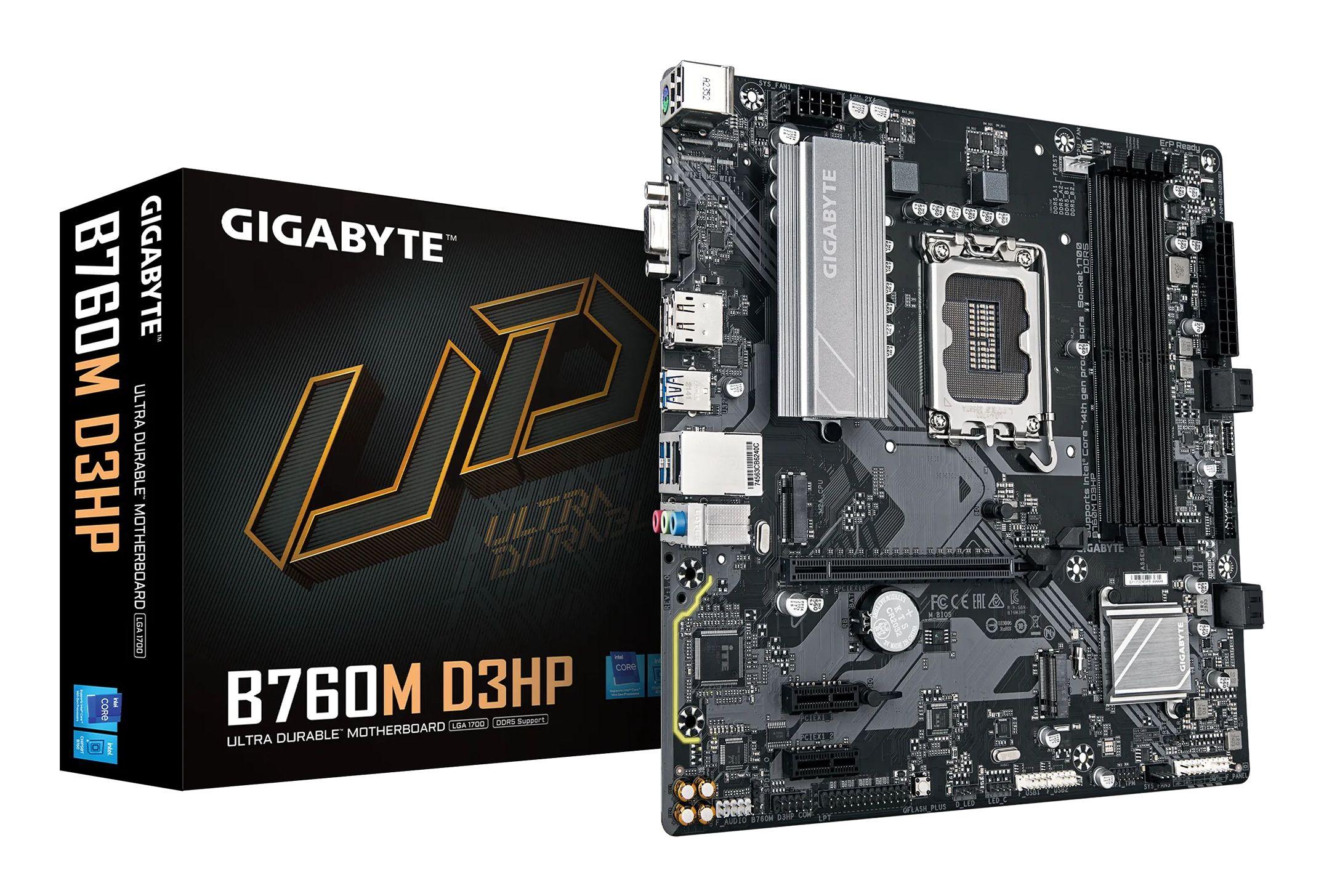 Motherboard GIGABYTE B760M D3HP (LGA 1700 - micro ATX - Duplo canal - Castanho)