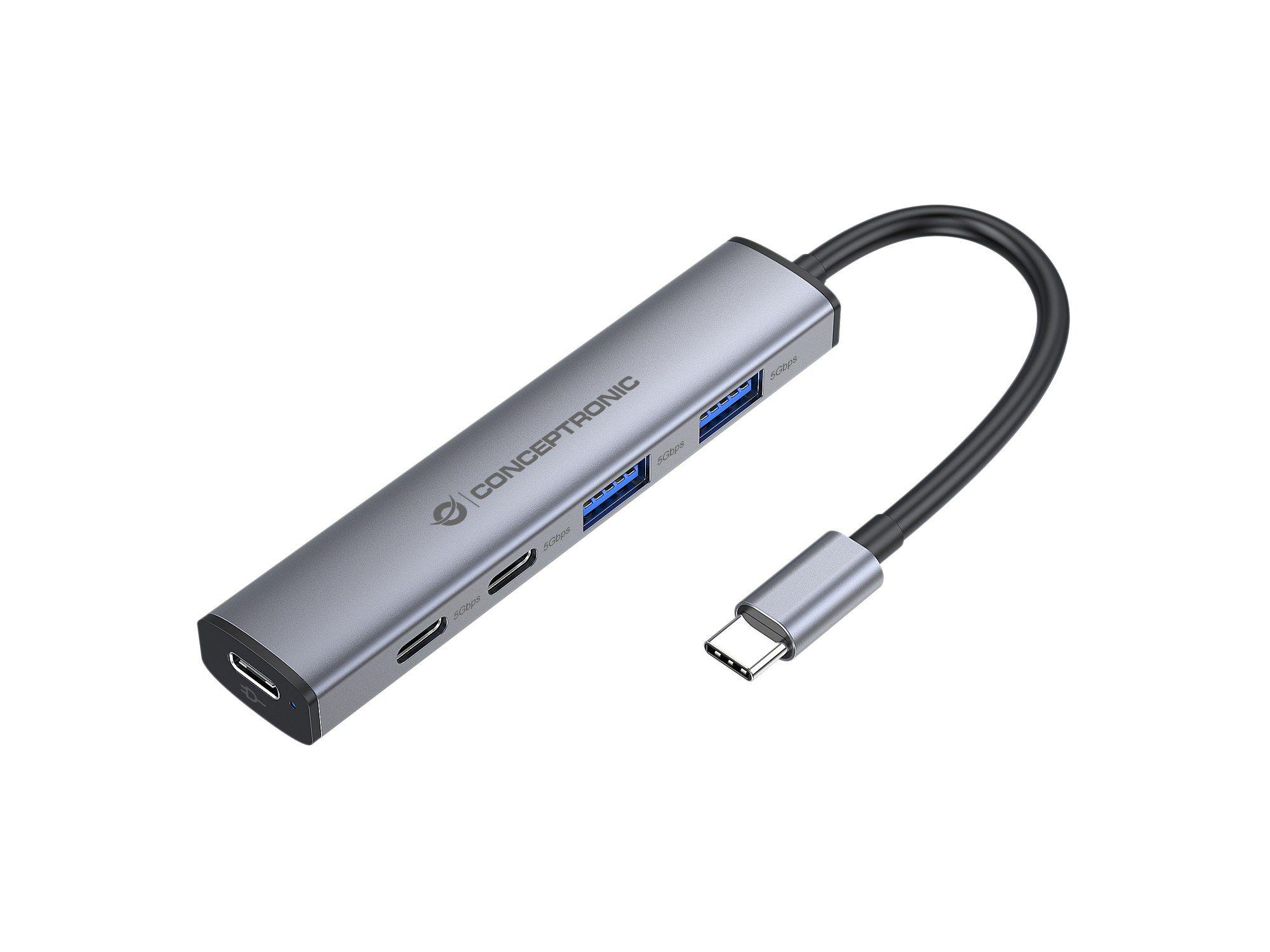 Hub USB-C CONCEPTRONIC HUBBIES22G (Cinzento)