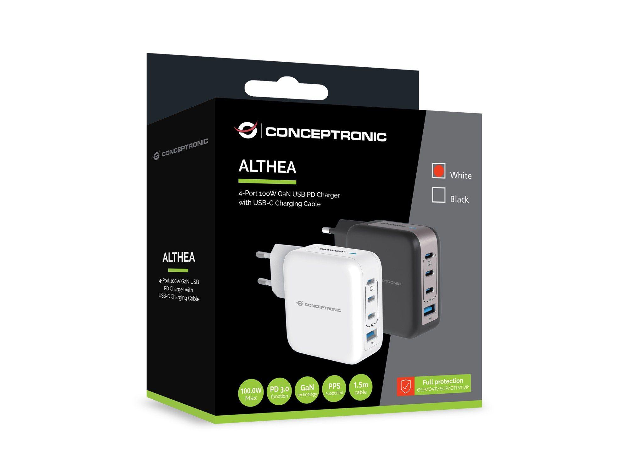 Carregador de Parede CONCEPTRONIC ALTHEA18W (100 W - Branco) — miniatura 2