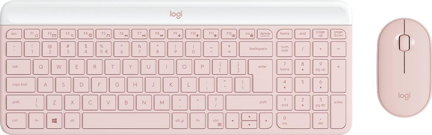 Conjunto Teclado e Rato LOGITECH Slim Wireless Combo MK470 (Estados Unidos - Mini - RF Wireless - Rosa)
