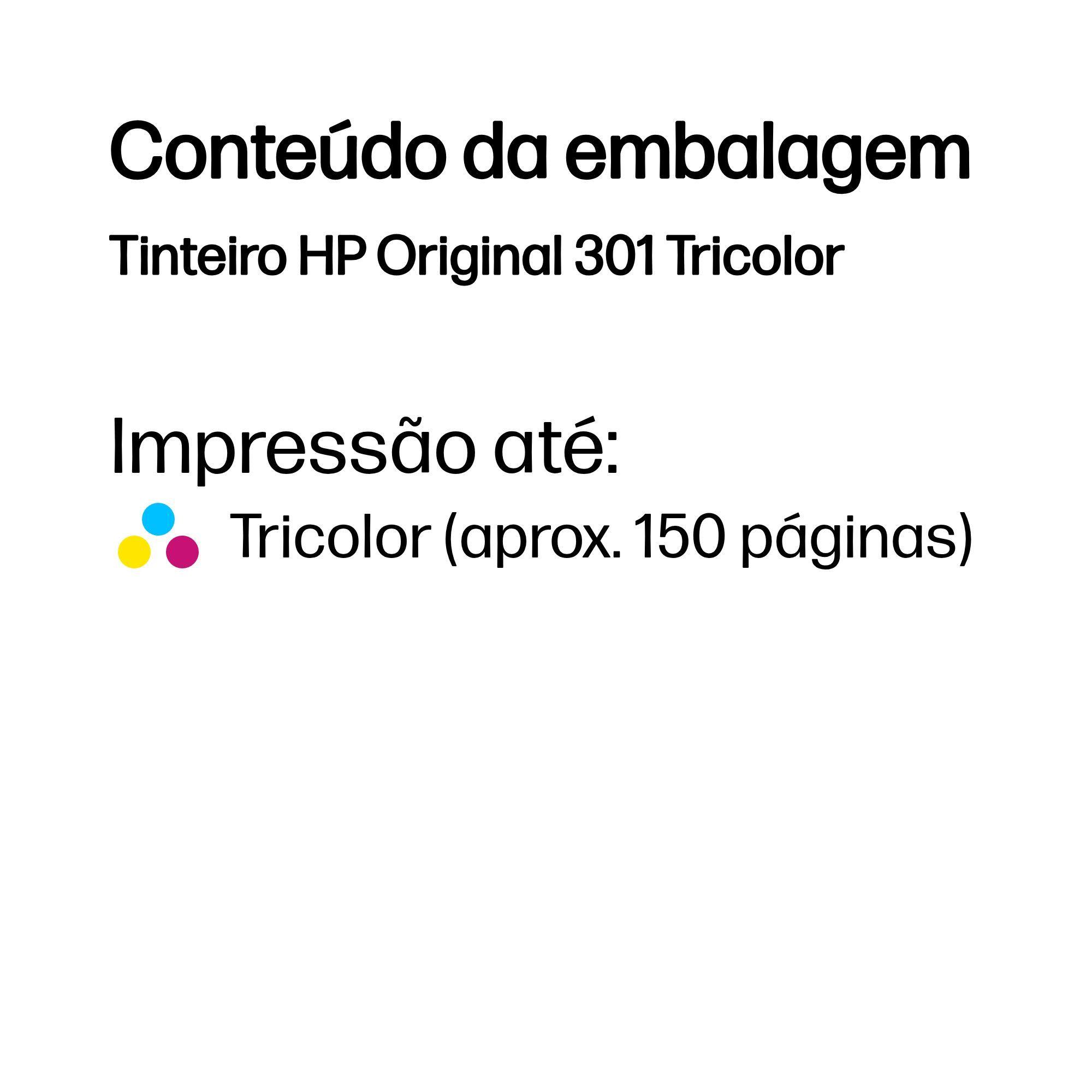 Tinteiro HP 301 CH562EE (150 páginas - Tricolor), miniatura 3