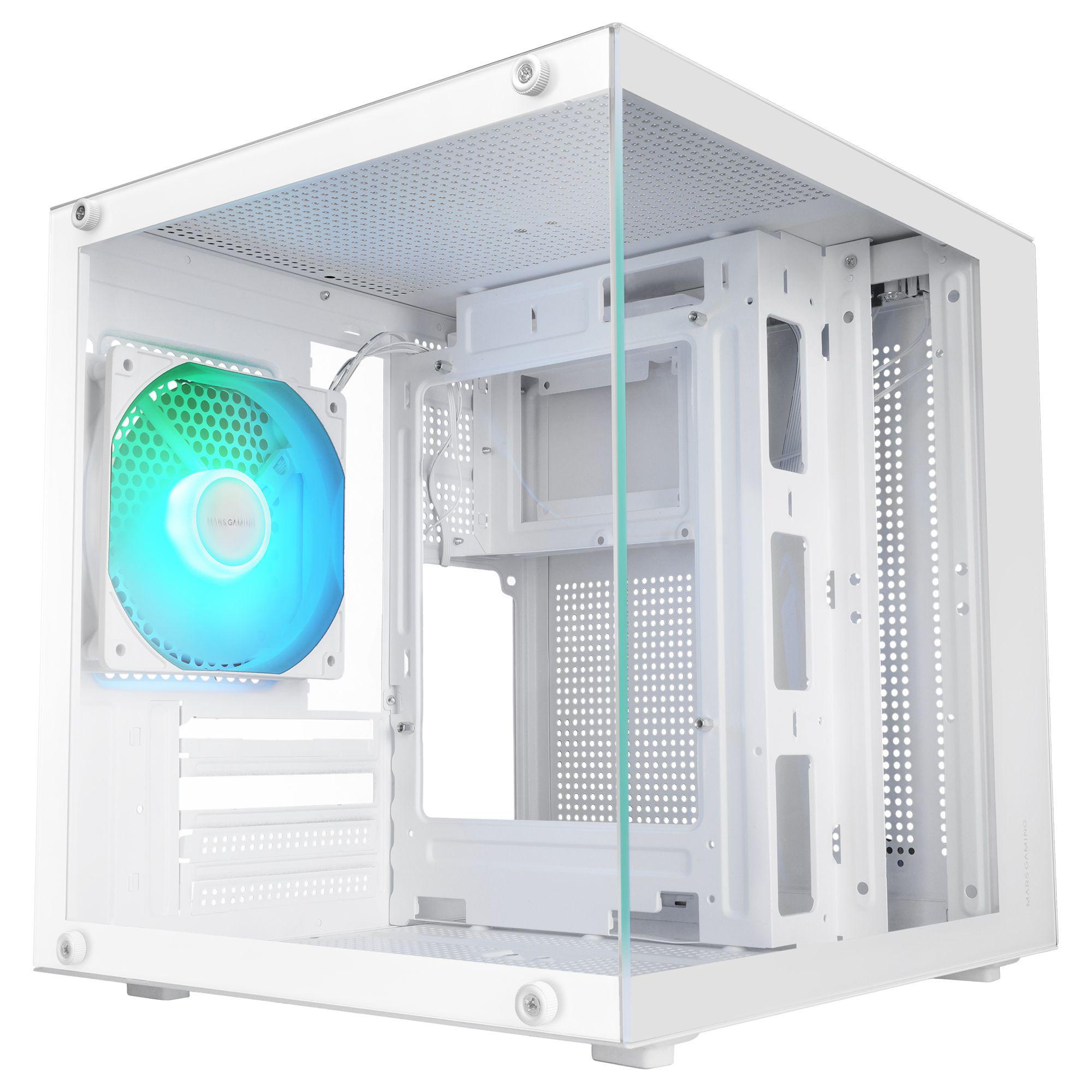 Caixa Mini Tower MARS GAMING MC-CUBEW (Micro ATX, Mini-ITX - Mini Tower - Vidro temperado - Branco)