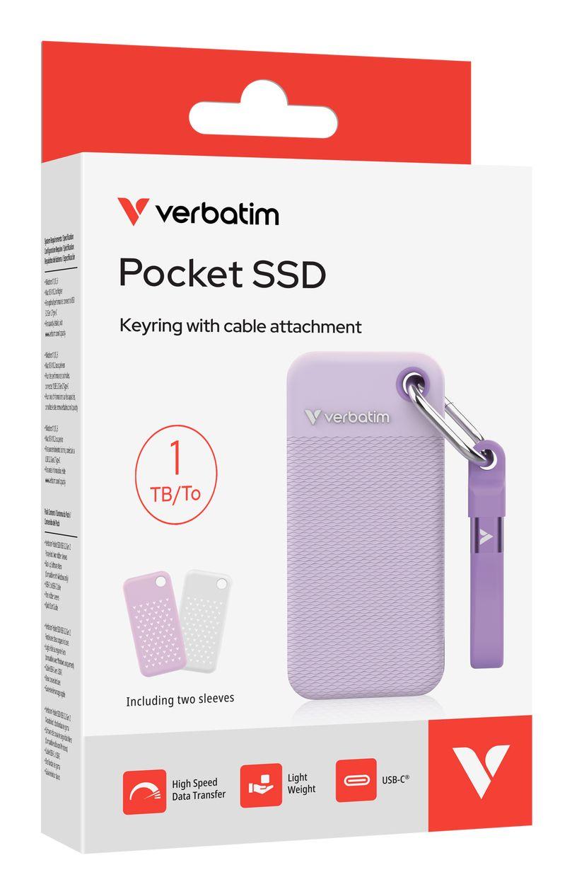 SSD VERBATIM Pocket SSD 32322 (1 TB - M.2 - USB Type-C - Roxo), miniatura 6