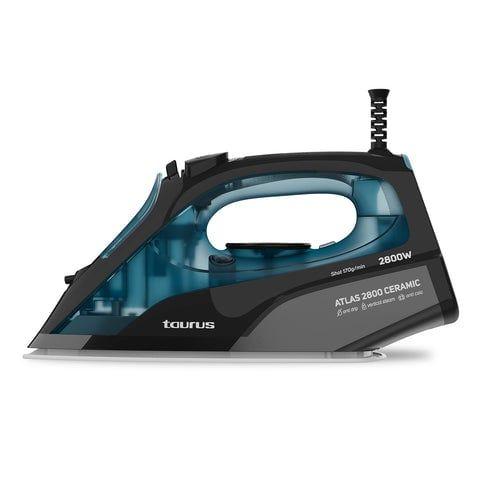 Ferro de Engomar a Vapor TAURUS Atlas 2800 Ceramic (2800 W - 0,43 l - Base de cerâmica - Preto/Azul/Cinzento)