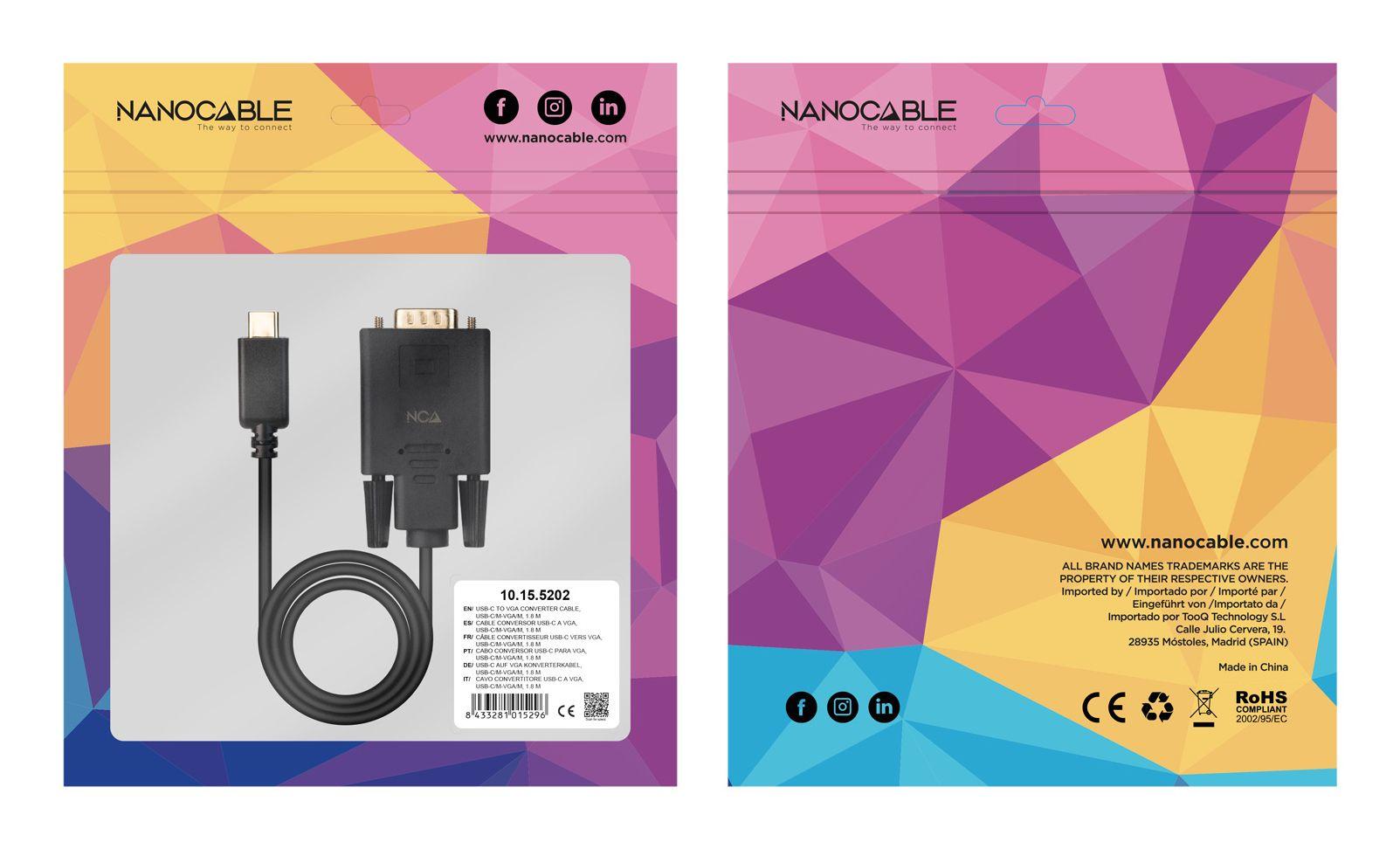 Cabo Conversor NANOCABLE 10.15.5202 (1,8 m - USB Type-C - Preto), miniatura 7