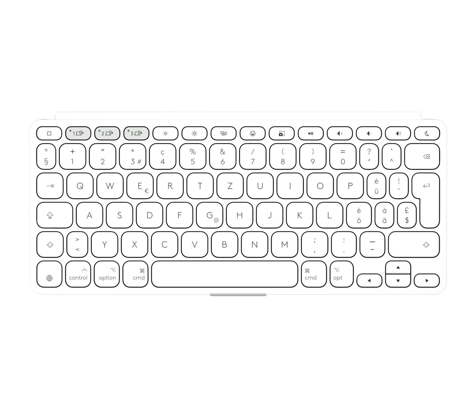 Teclado LOGITECH Keys-To-Go 2 (Suíço - Teclas tesoura - Mini - Branco) — miniatura 3
