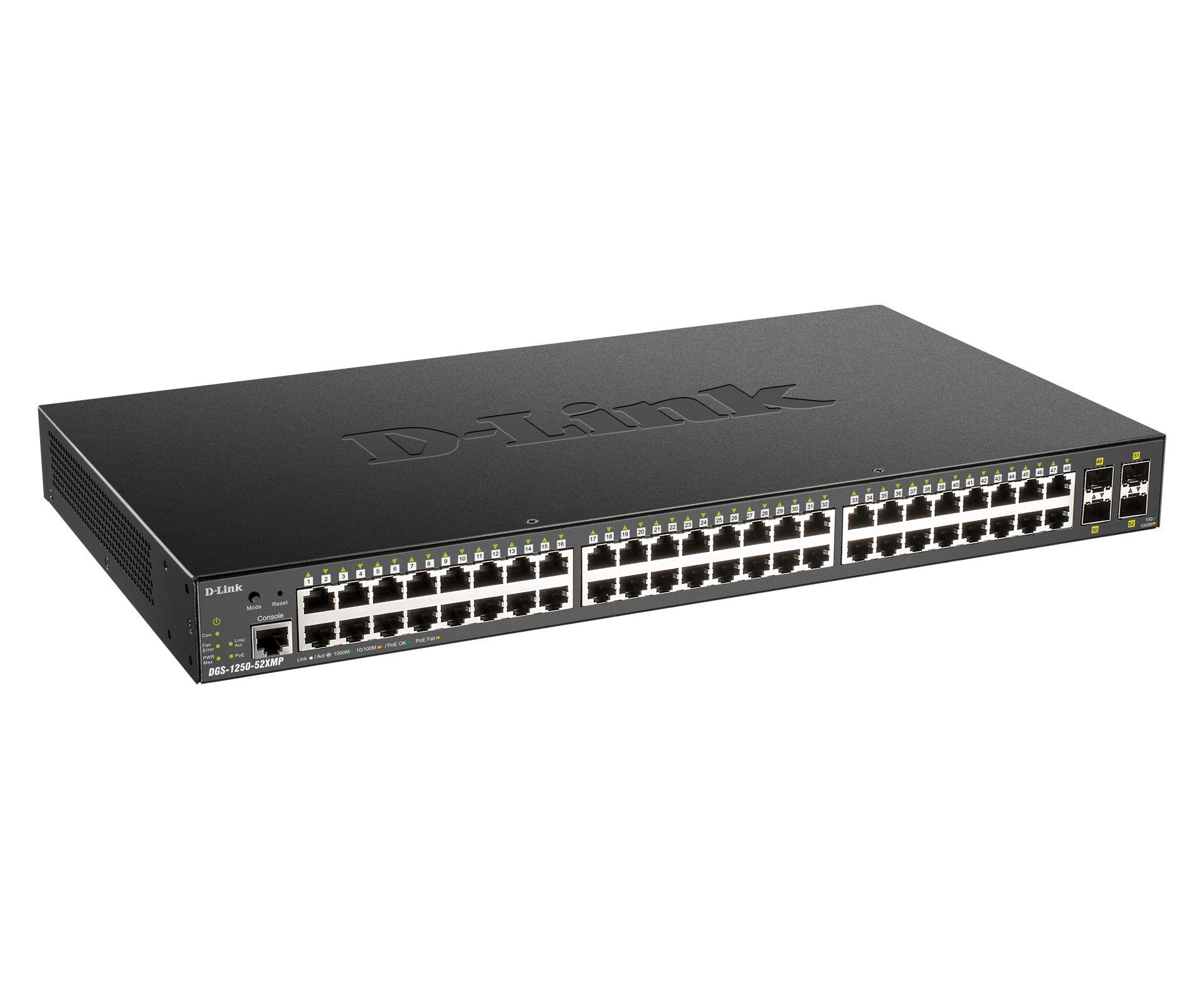 Switch D-LINK DGS-1250-52XMP/E (16 MB - 176 Gbit/s - L3 - Preto) — miniatura 2