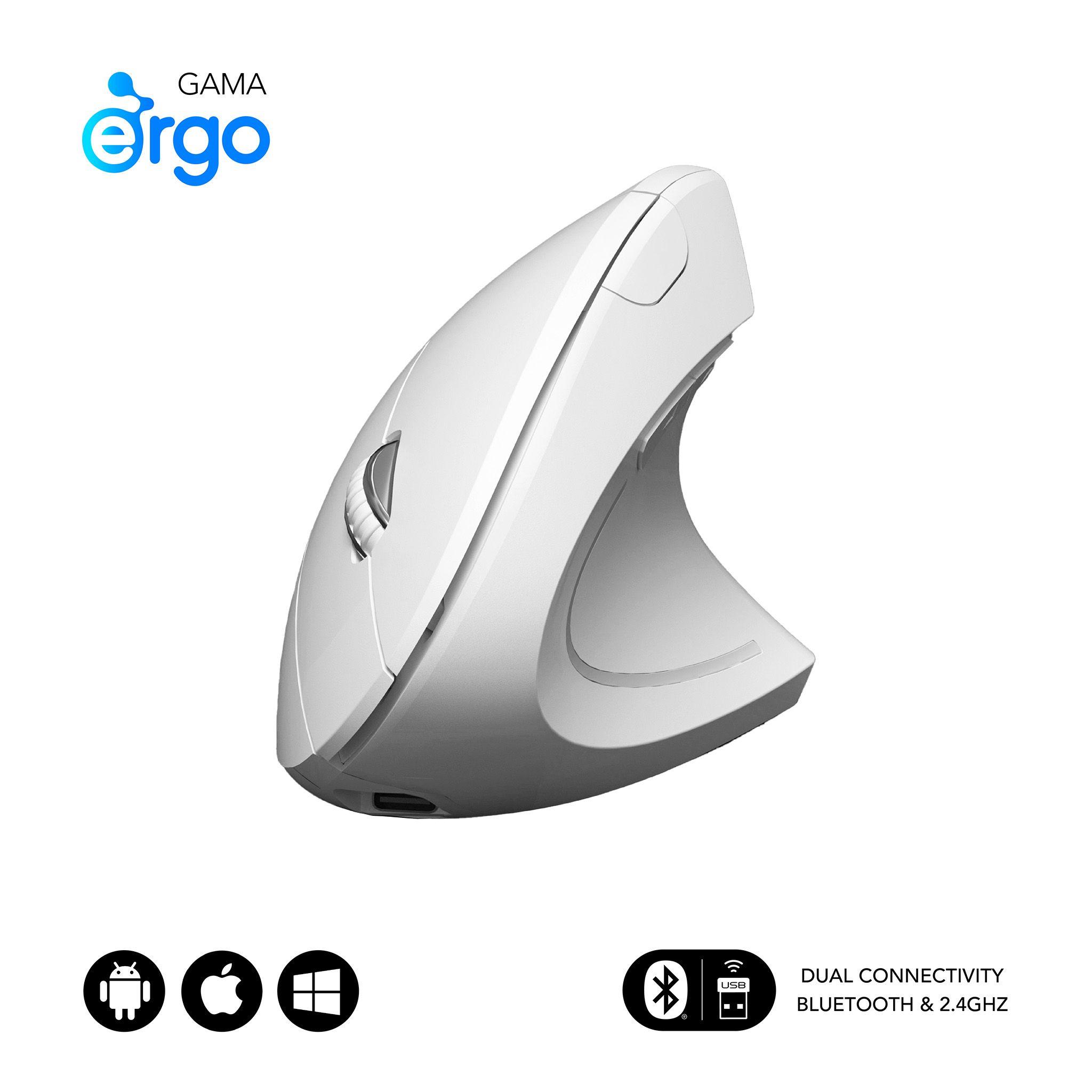 Rato SUBBLIM Dual Glide Vertical Ergo (1600 DPI - Receptor USB - Branco)