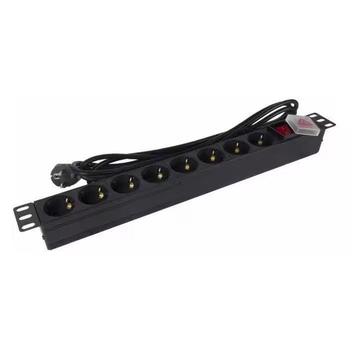 Régua de Tomadas para Bastidor PHASAK BNS 1520 (19" - 8 Tomadas Schuko - Cabo 3 m - Preto) — miniatura 2