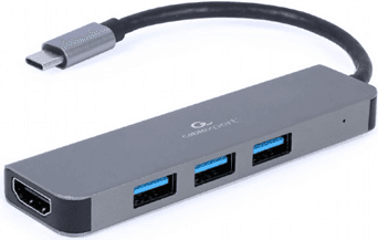 Hub USB-C Multiporta GEMBIRD A-CM-COMBO2-01 (0,0900 m - USB 3.x Tipo C macho - Cinzento)