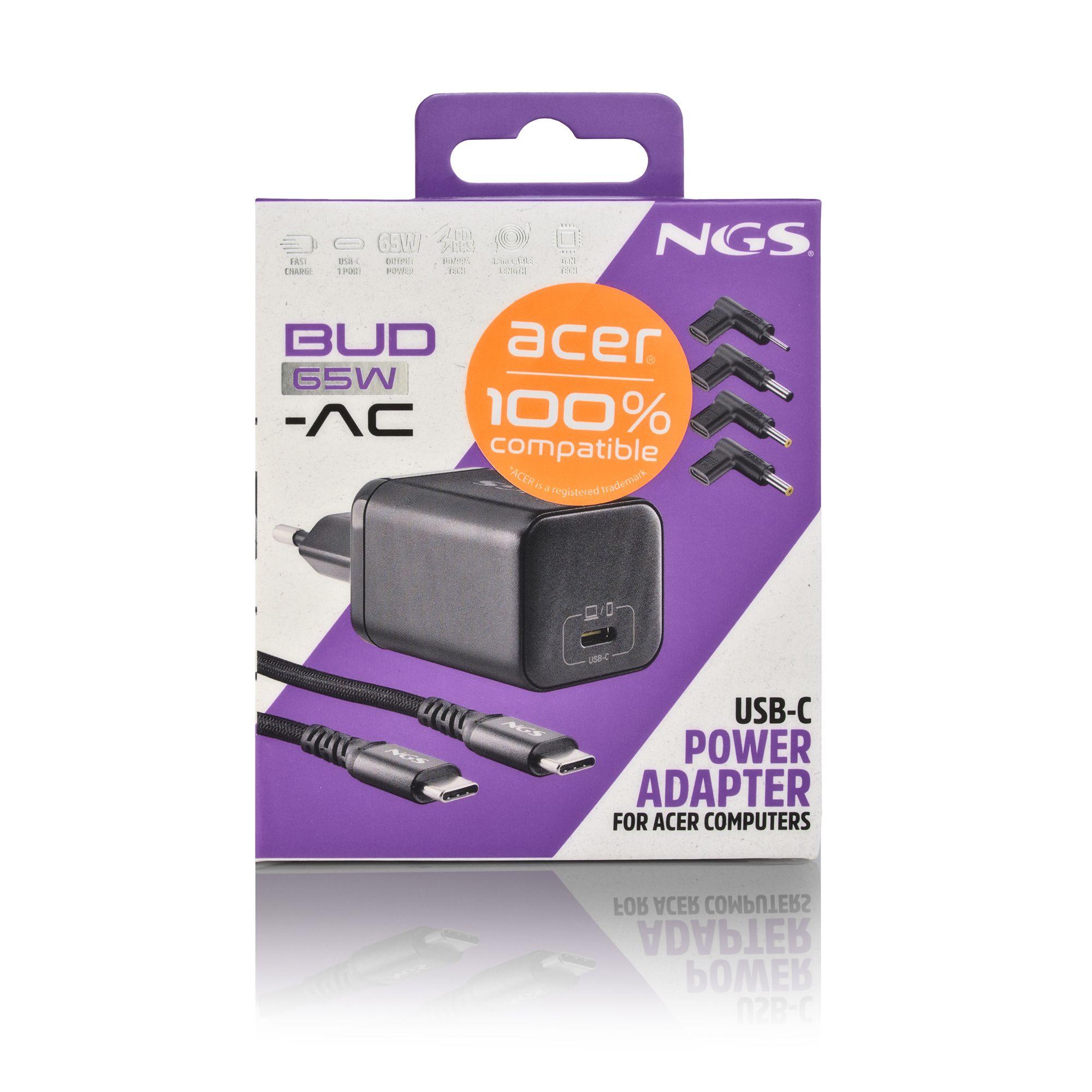 Carregador de Portátil NGS BUD65W-AC (65 W - 1.3 A - 3,25 A - Preto), miniatura 9